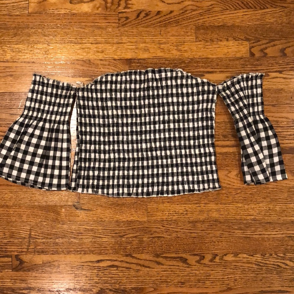 Checkered off the Shoulder Top